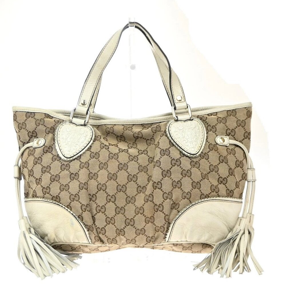 GUCCI GG Pattern Shoulder Tote Bag Canvas Leather Brown White GHW Italy 31EG320 - Picture 3 of 15
